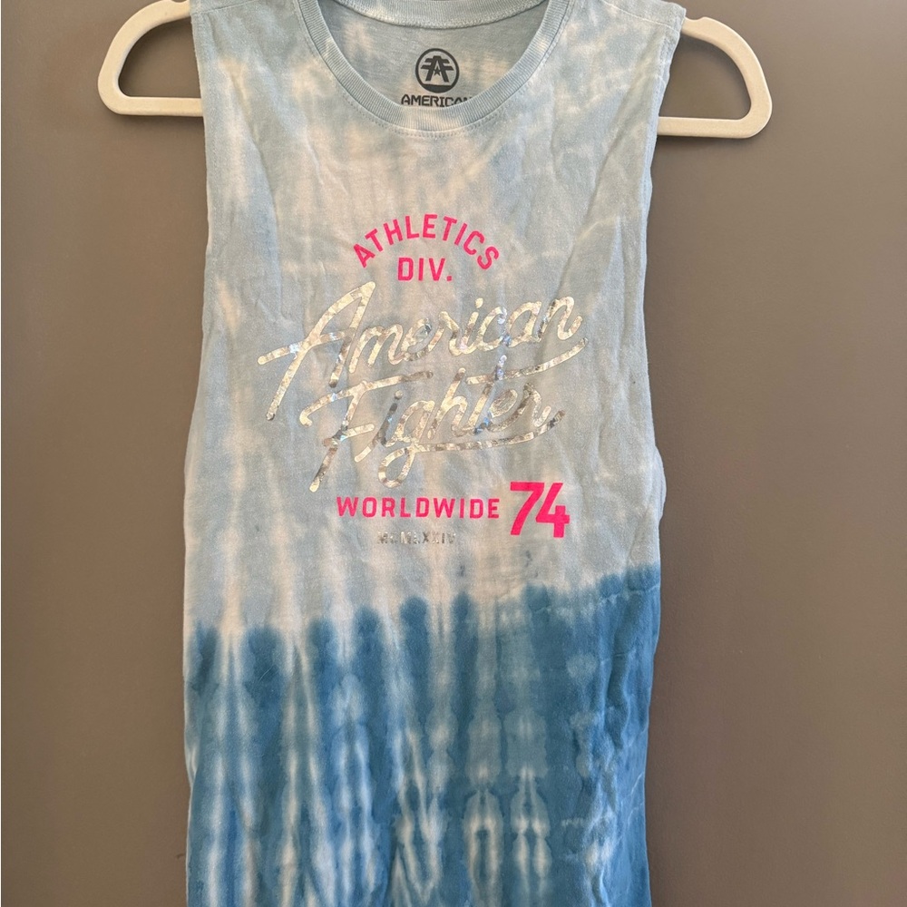 American Fighter Blue Tie-Dye Tank Top